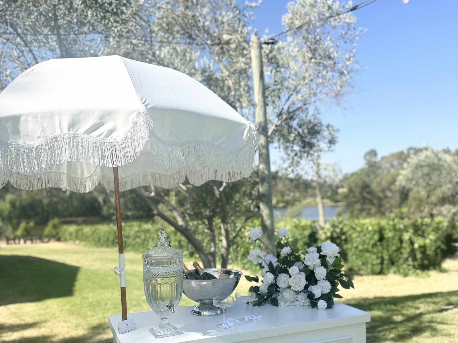 Vineyard wedding venue with event carts